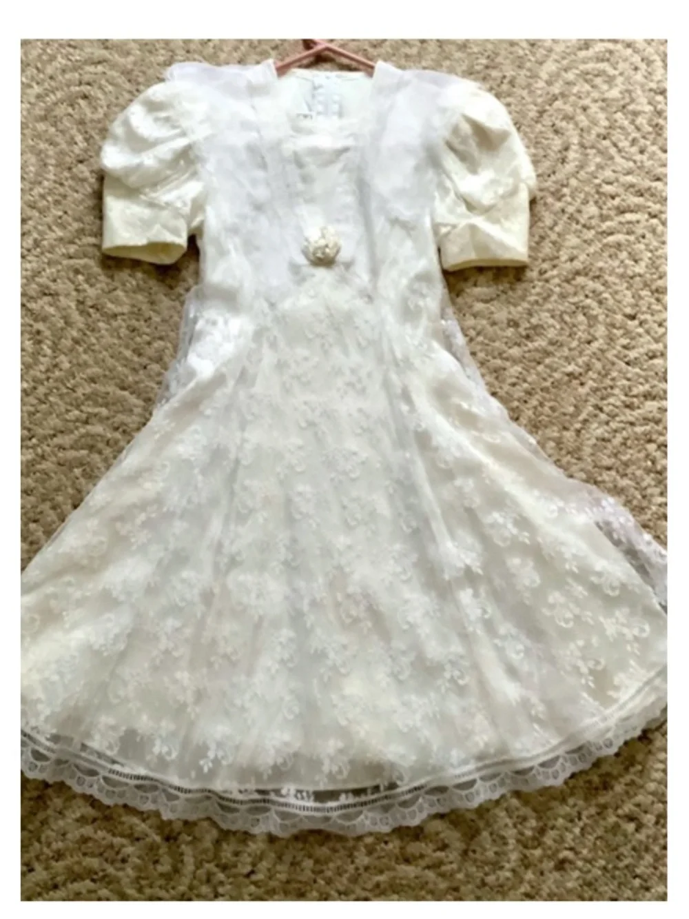 Vintage Jessica McClintock White Lace Dress - Sailor Collar Sz 7